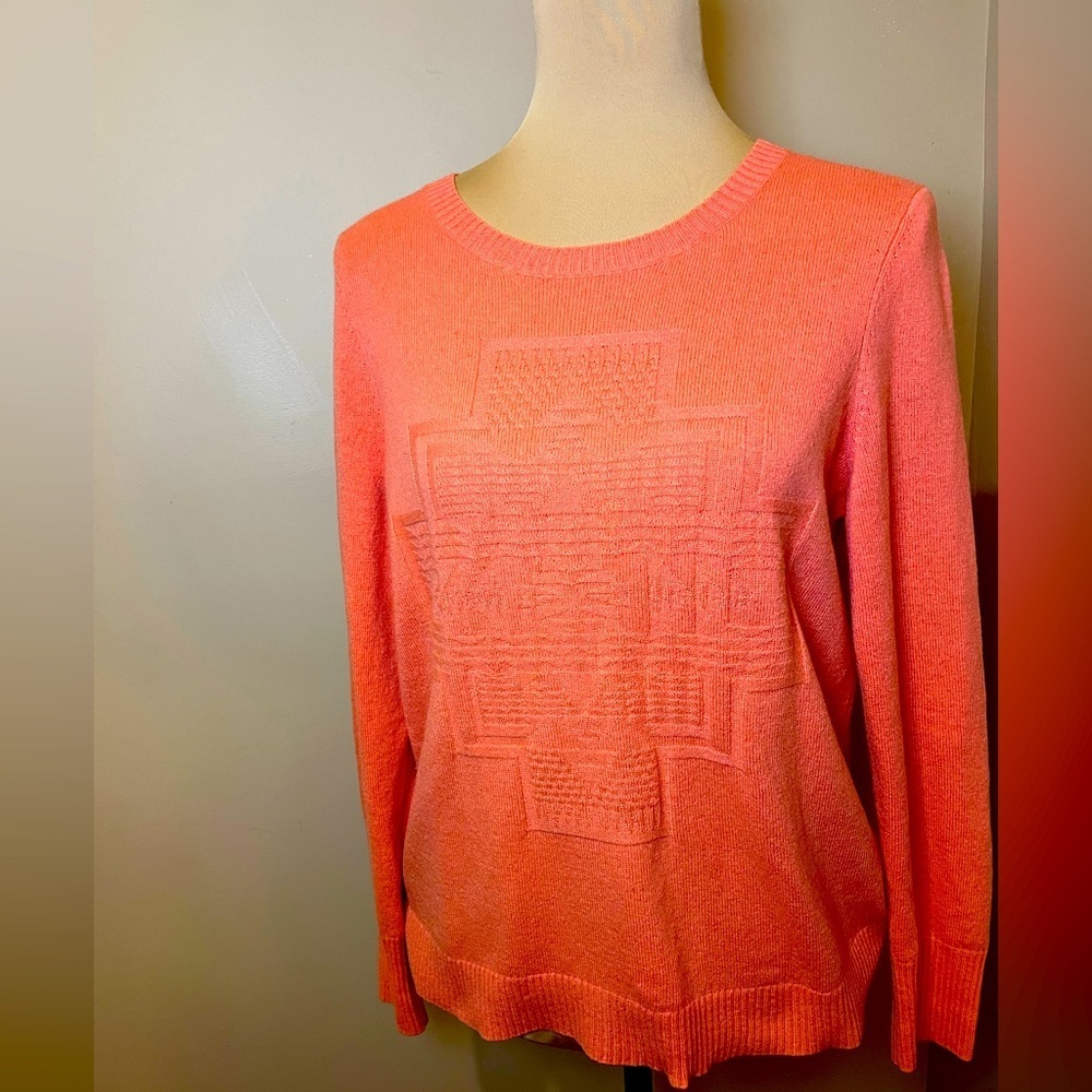Pendleton Cashmere Coral Sweater with Aztec Design, size M